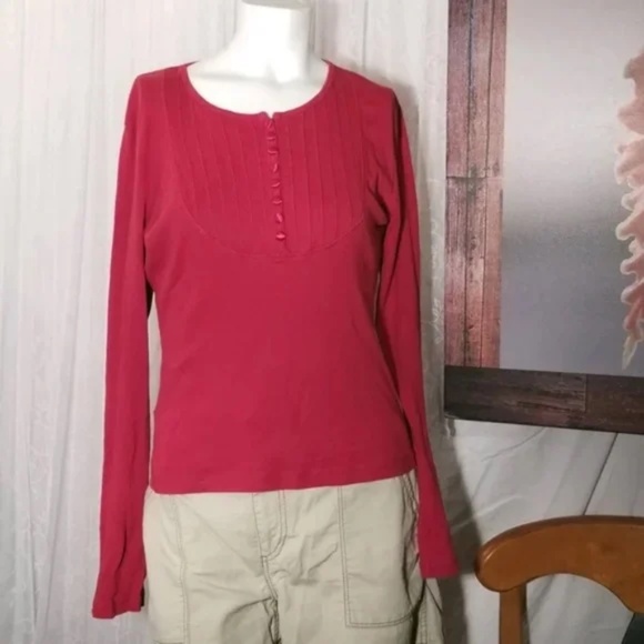 Moda International Satin Button Henley - Picture 2 of 7